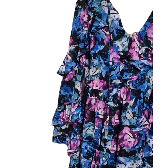 Laundry by Shelli Segal Black Multicolor Floral Ruffled Dress Size 4 - Picture 3 of 11